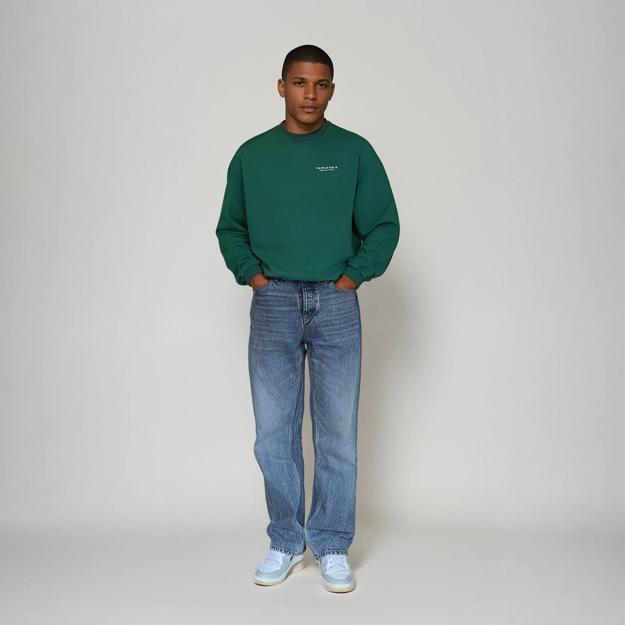 Essential baggy denim mid blue