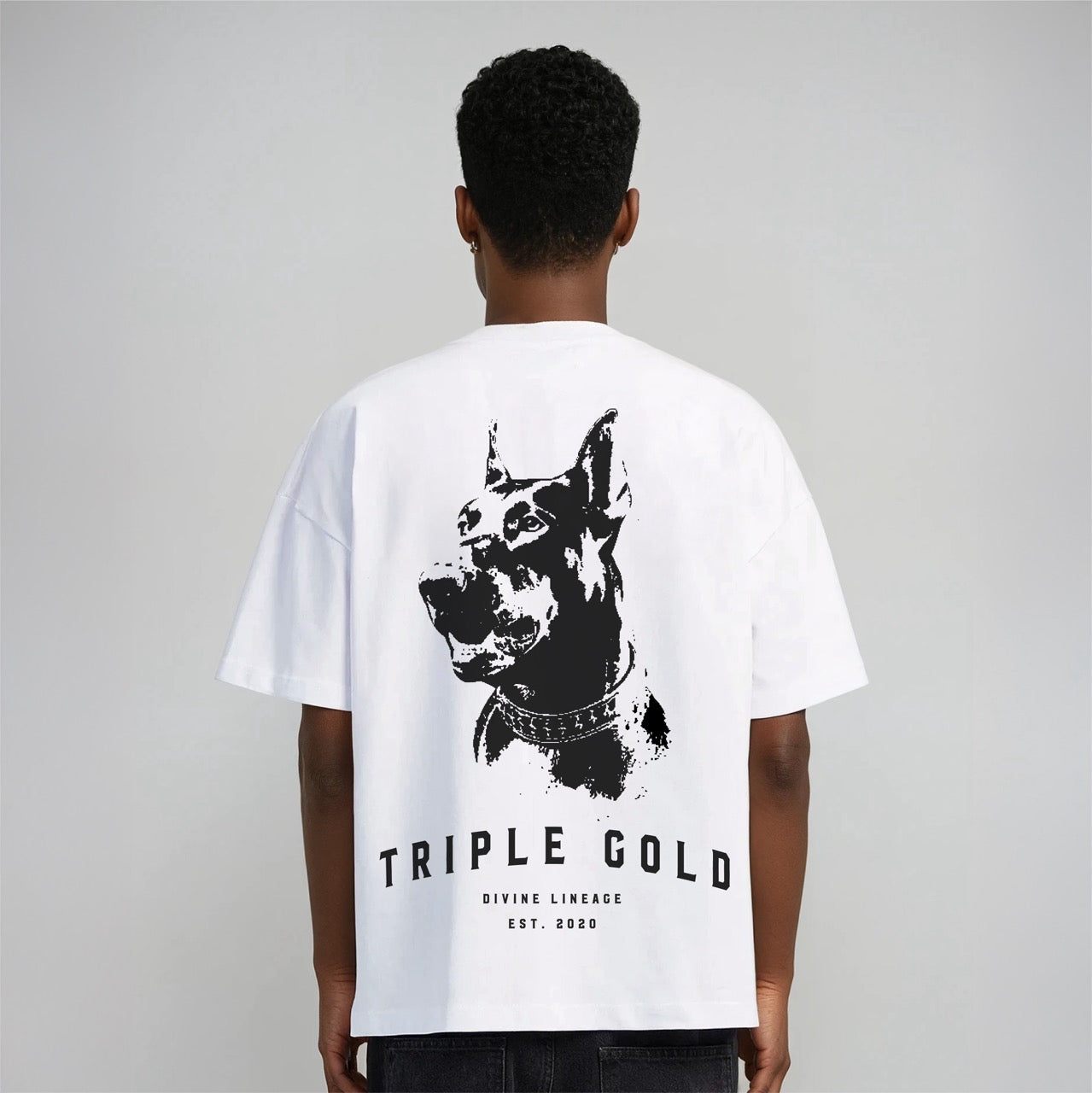 Doberman tee vintage white
